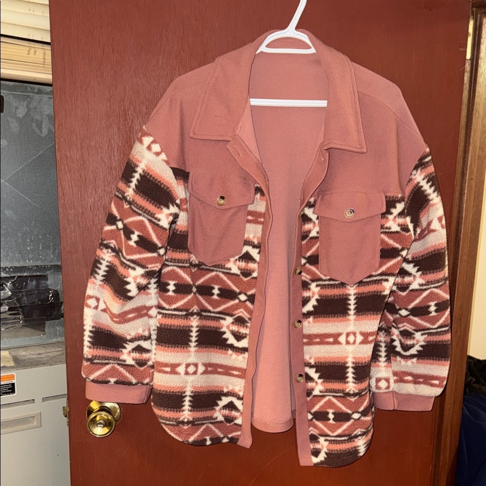 Stylish Pink Patterned Utility Jacket